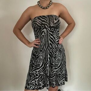 Zebra Print Strapless Dress